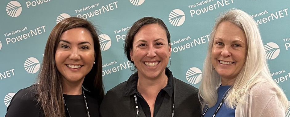 Andrea Korsunsky, Ellie Pelc, and Karen DeVaney from JFCS pose for a photo