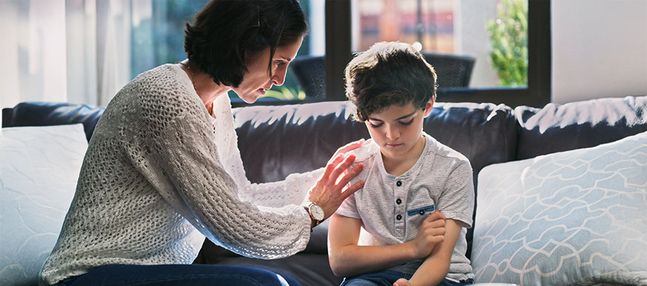 mother talking to son